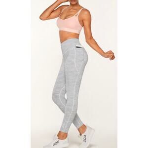 Lorna Jane Booty Support F/L Tight High Waisted Leggings Pockets Grey Stretch
